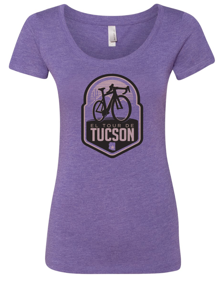 Ladies’ El Tour T-shirt – Purple “Sonoran Sunrise” Design