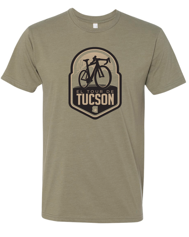 Men’s El Tour T-shirt – Military Olive “Sonoran Sunrise” Design
