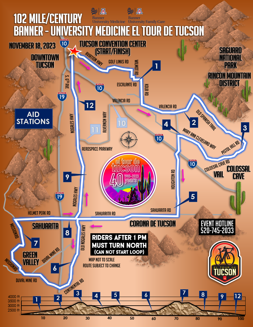 Tour De Tucson Route Map 2024 Jacky Liliane   102 Mile Map 2023 